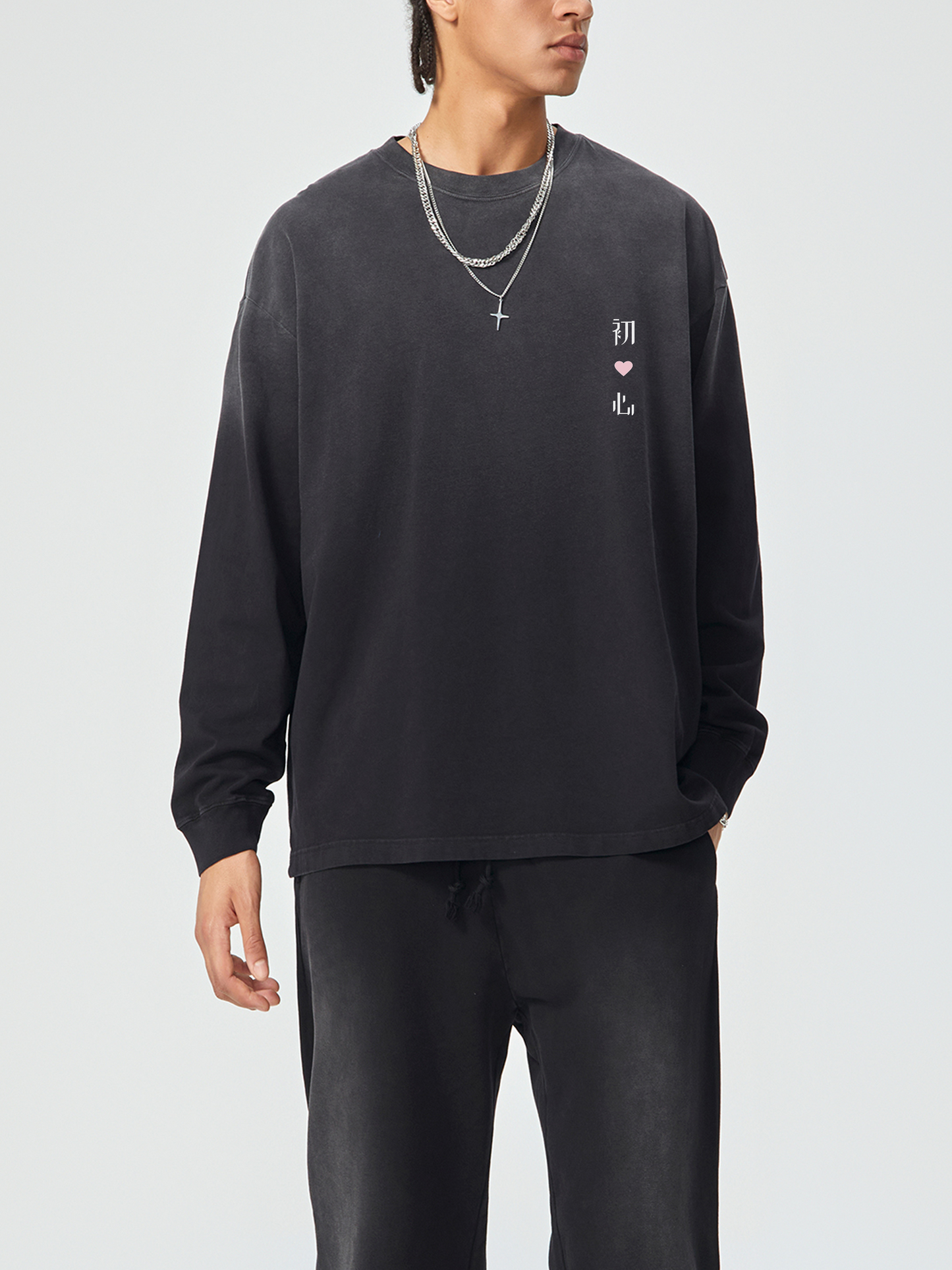 初心 The Original Heart - Unisex Gradient Vintage Washed Long Sleeve Tee
