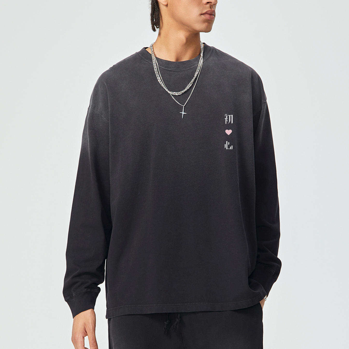 初心 The Original Heart - Unisex Gradient Vintage Washed Long Sleeve Tee