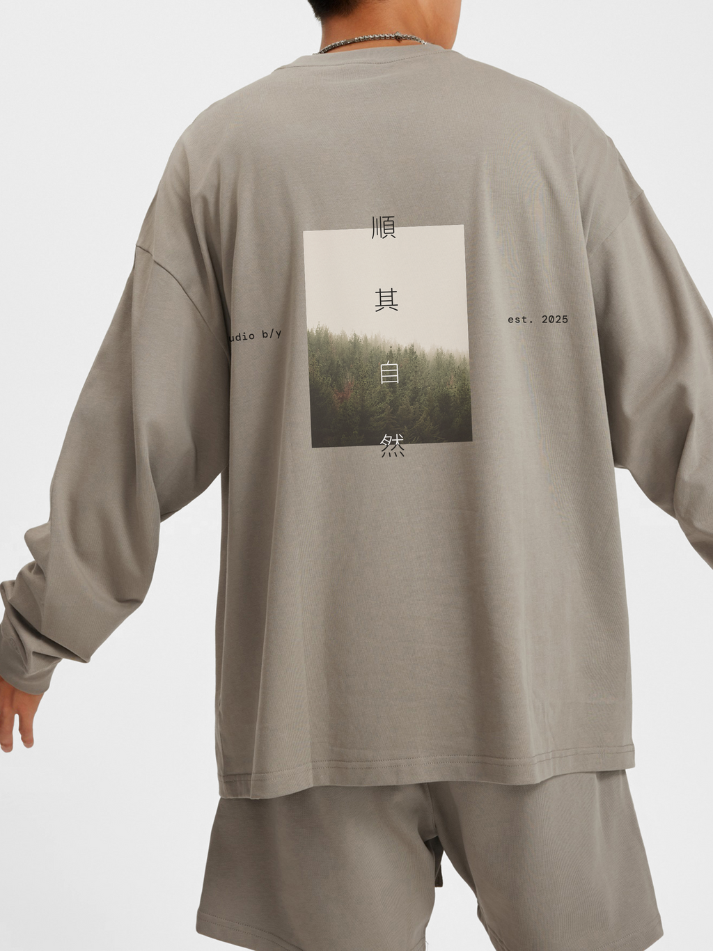 顺其自然 Go with the Flow - Unisex Oversized Cotton Long Sleeve Tee