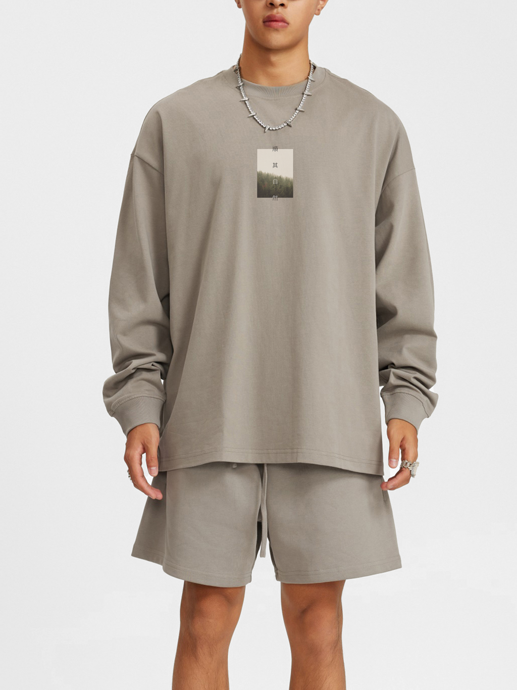 顺其自然 Go with the Flow - Unisex Oversized Cotton Long Sleeve Tee